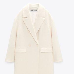 ZARA Textured Coat Oyster White (XS)